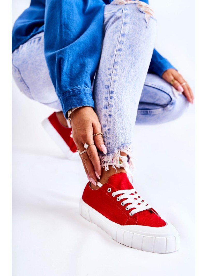 Women's Sneakers On The Platform Red Comes