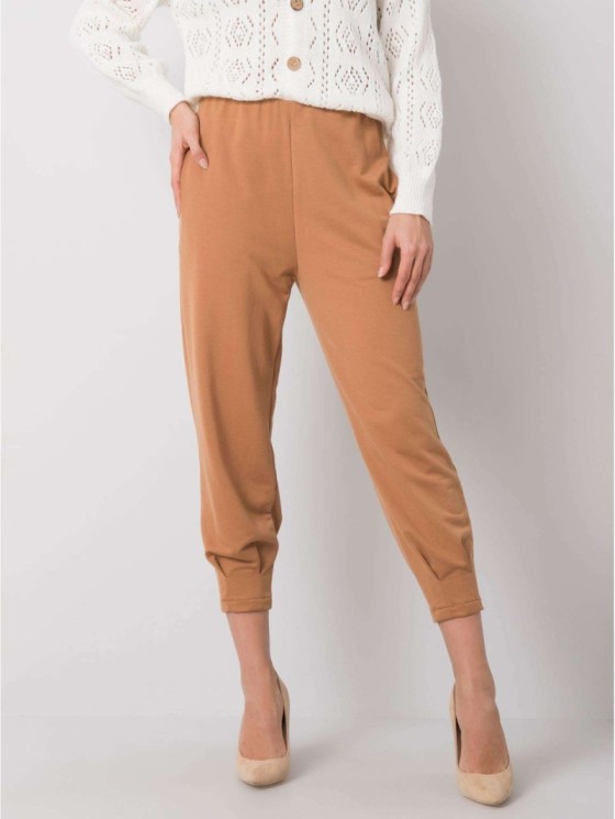 Spodnie dresowe-217-DR-25676.78P-camelowy 2
