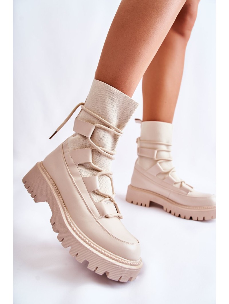 Women's Boots Workers With A Sock Beige Fallor