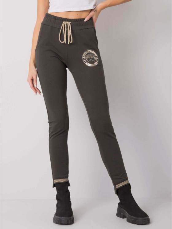 Spodnie dresowe-RV-DR-6650.81P-ciemny khaki 2