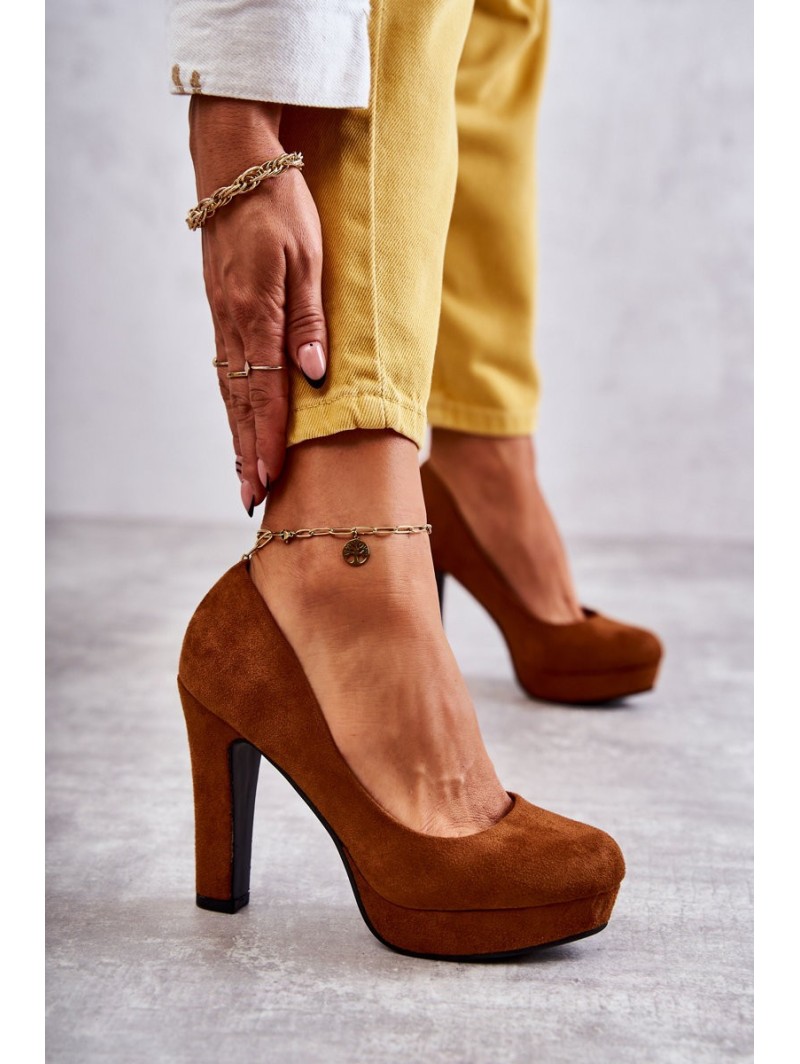 Classic Suede Pumps On Heel Camel Soro