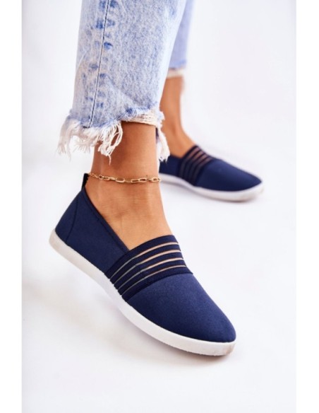 Women's Cloth Sneakers Slip-On Navy Blue Lilis