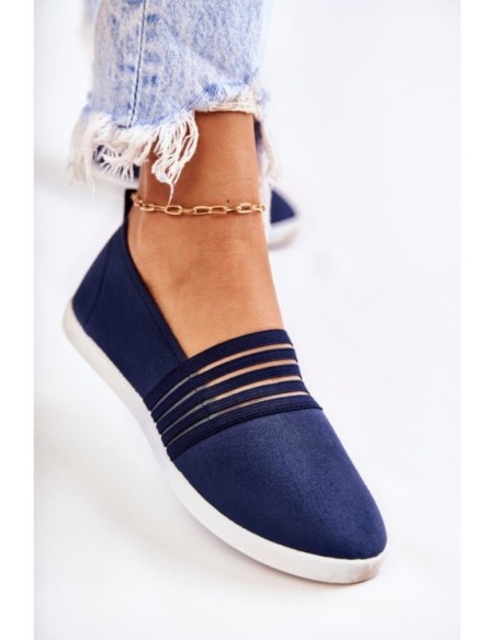 Women's Cloth Sneakers Slip-On Navy Blue Lilis