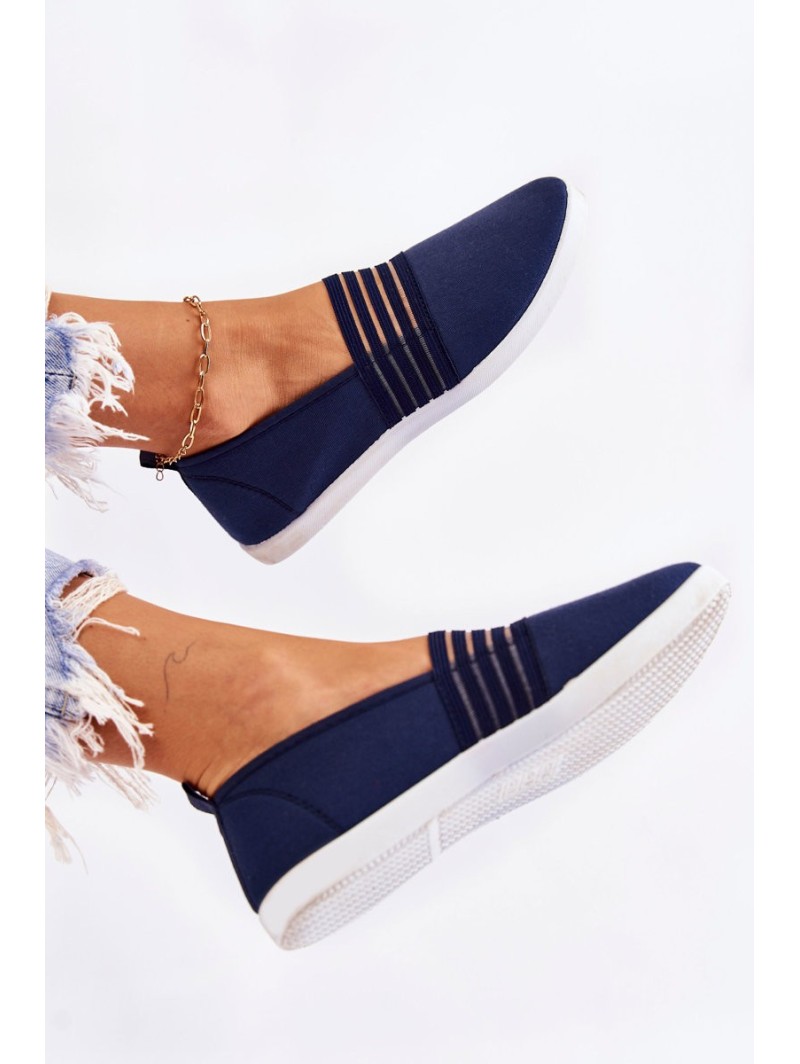 Women's Cloth Sneakers Slip-On Navy Blue Lilis