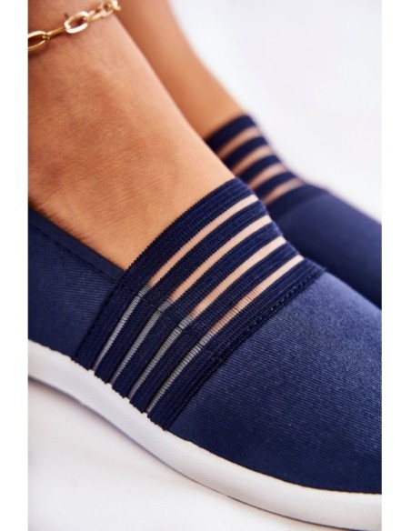 Women's Cloth Sneakers Slip-On Navy Blue Lilis