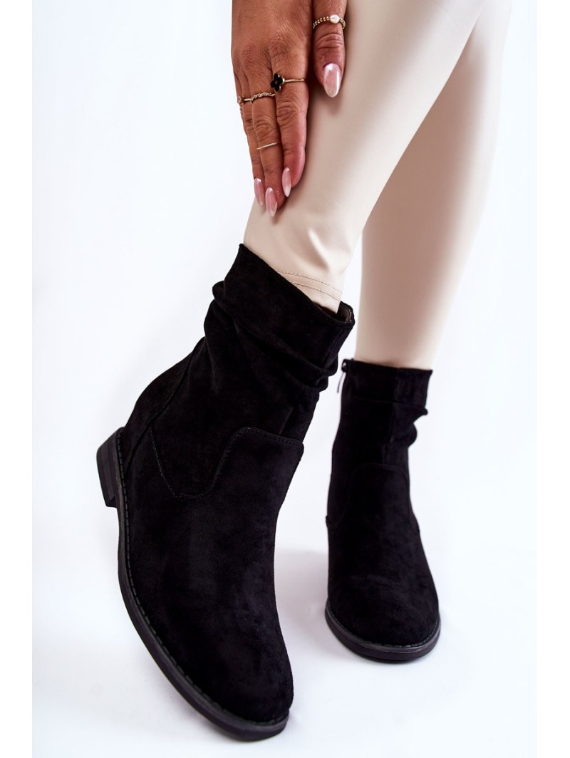 Fashionable Suede Boots On A Hidden Wedge Black Finney