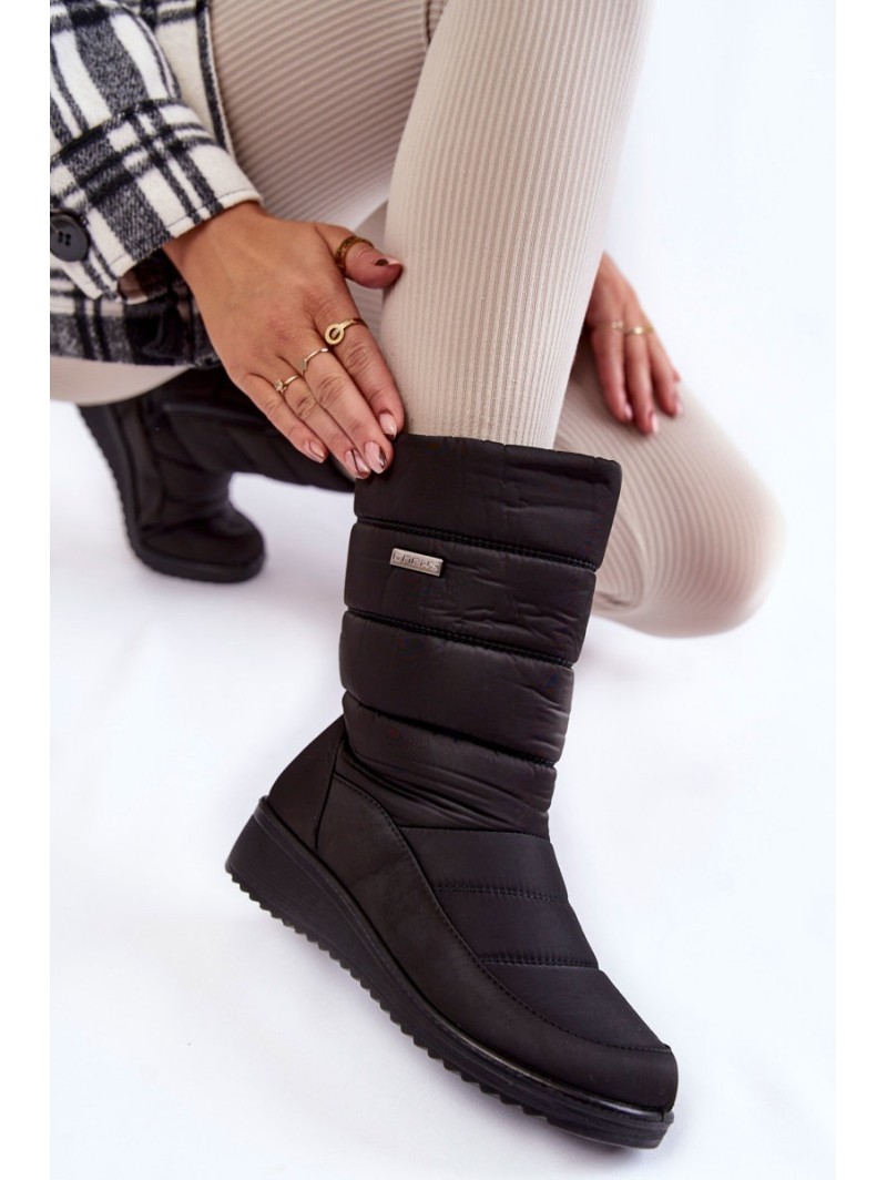 Warm Wedge Snow Boots Black Calena