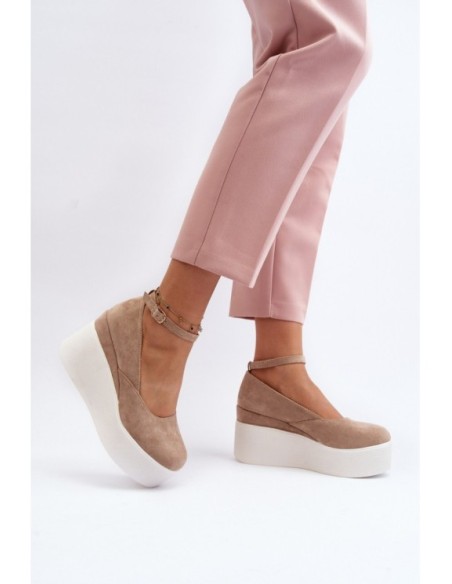 Women's Beige Wedge Espadrilles Malla