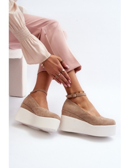 Women's Beige Wedge Espadrilles Malla