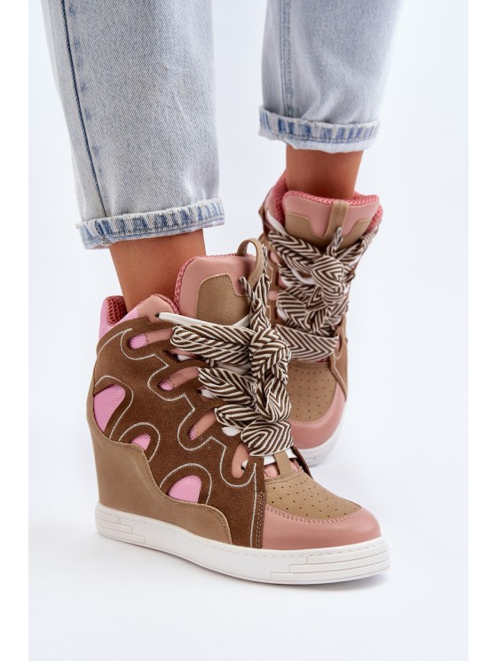 Women's Pink Wedge Sneakers Leoppa