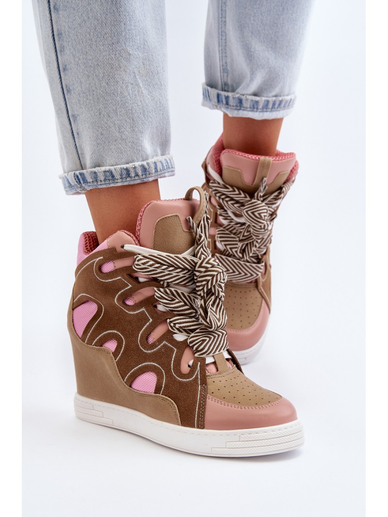 Women's Pink Wedge Sneakers Leoppa