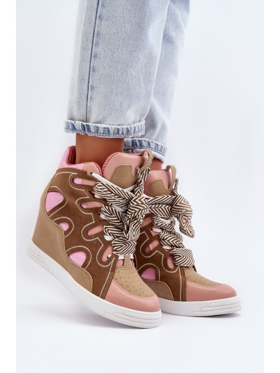 Women's Pink Wedge Sneakers Leoppa 2