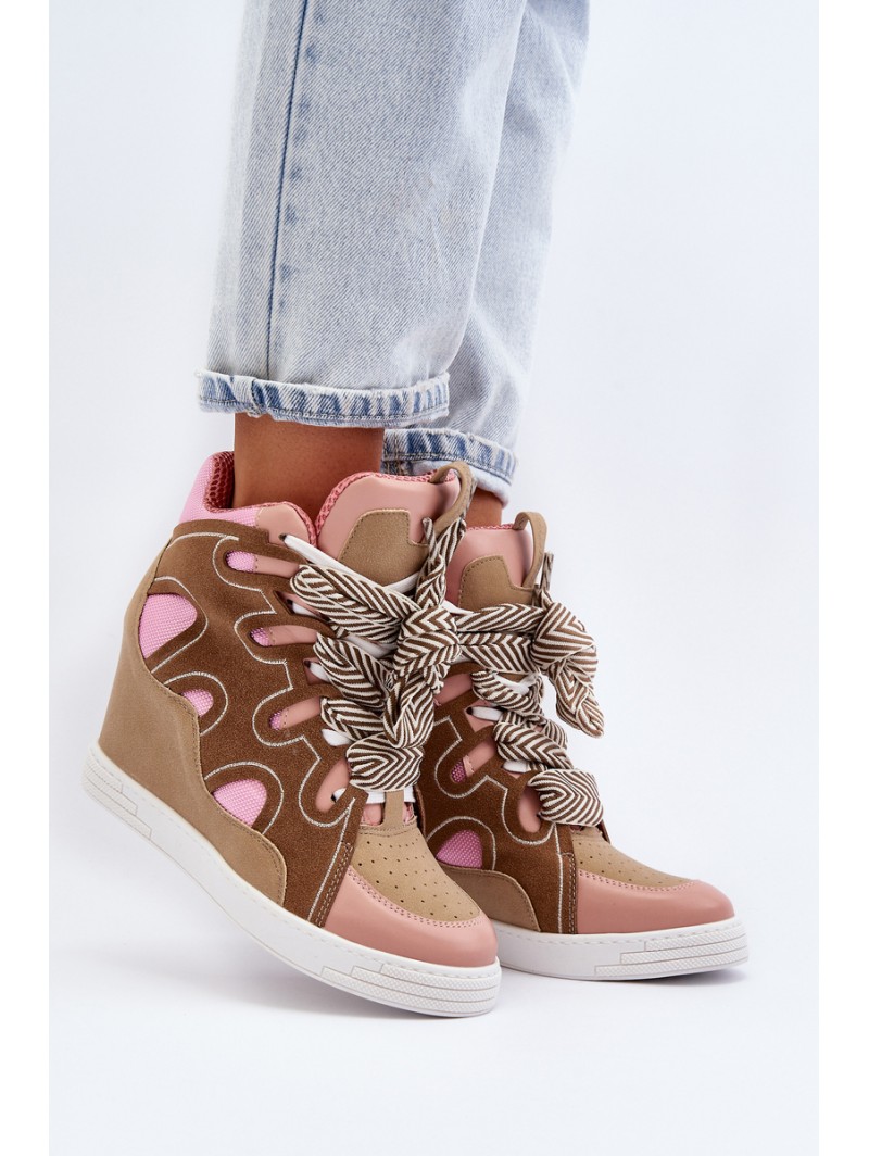 Women's Pink Wedge Sneakers Leoppa