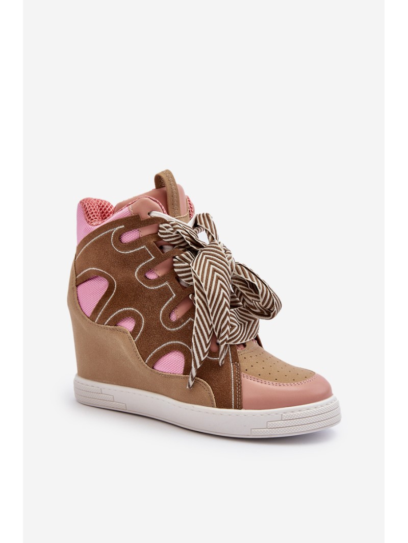 Women's Pink Wedge Sneakers Leoppa
