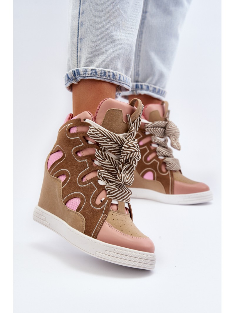 Women's Pink Wedge Sneakers Leoppa