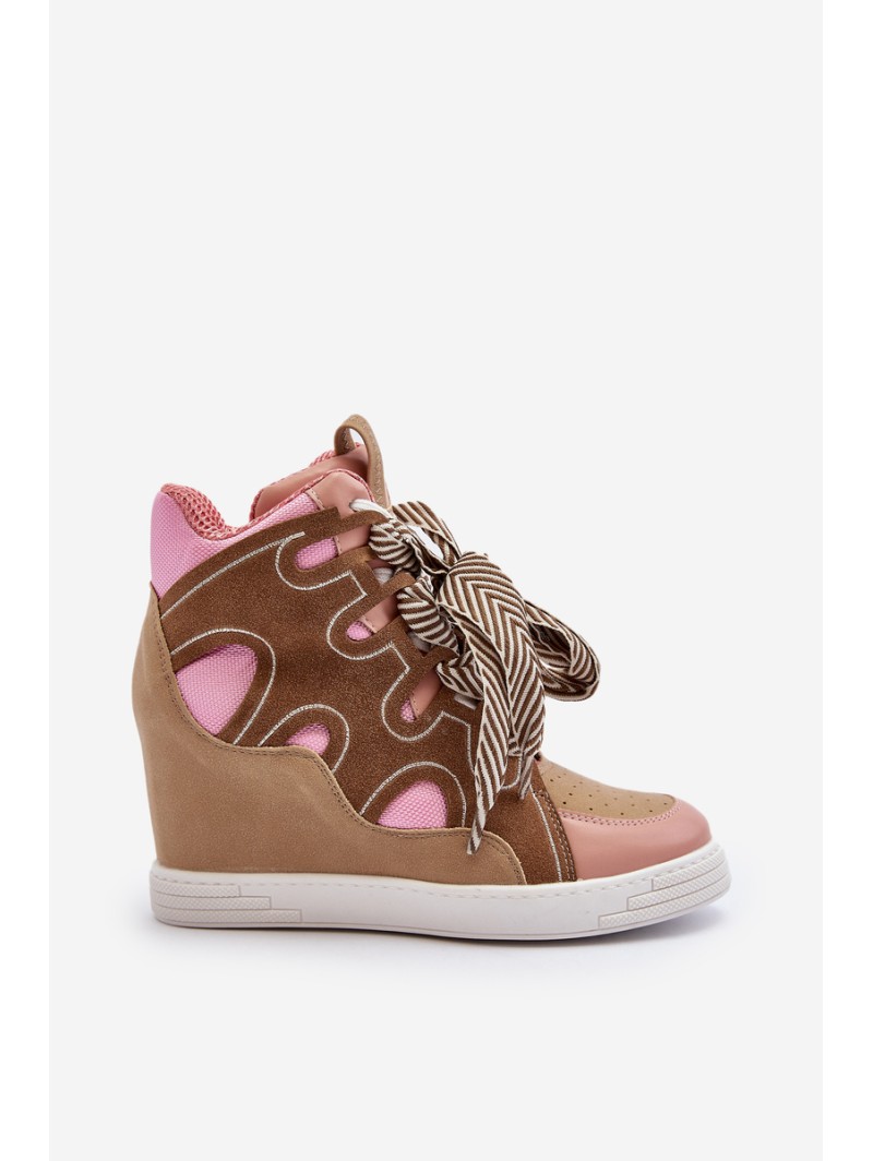 Women's Pink Wedge Sneakers Leoppa