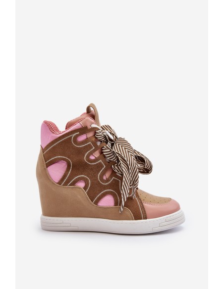 Women's Pink Wedge Sneakers Leoppa