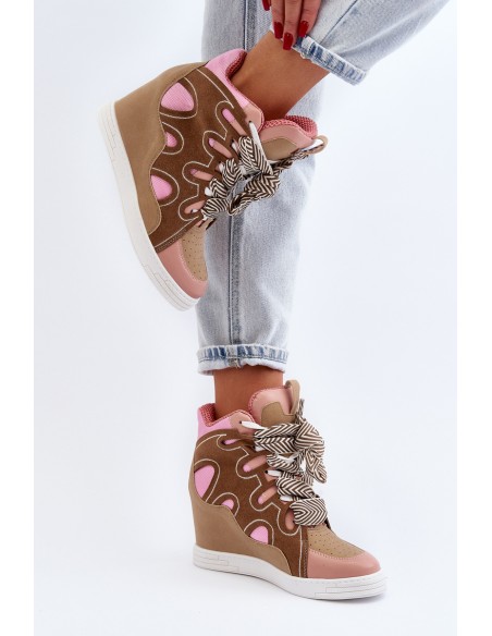 Women's Pink Wedge Sneakers Leoppa