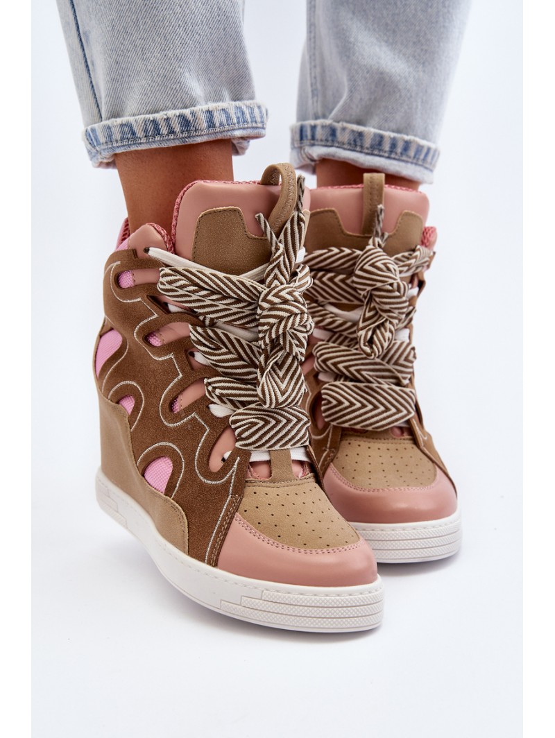Women's Pink Wedge Sneakers Leoppa