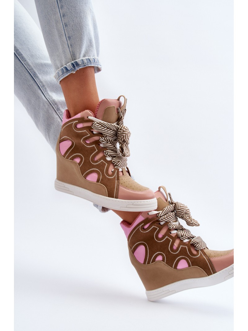 Women's Pink Wedge Sneakers Leoppa