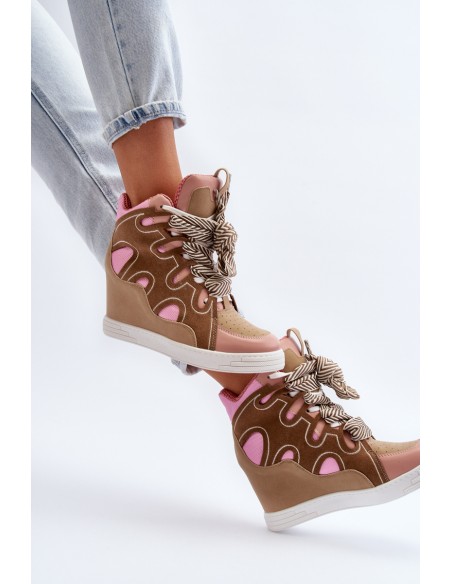 Women's Pink Wedge Sneakers Leoppa