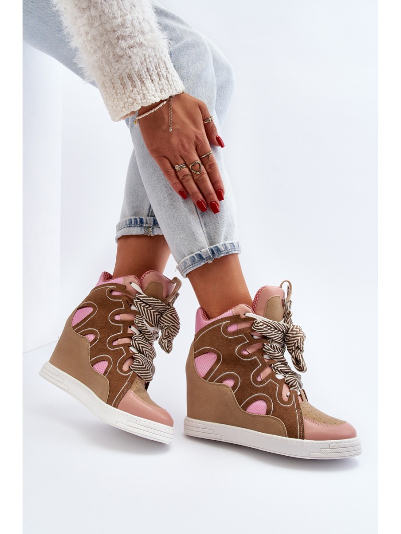 Women's Pink Wedge Sneakers Leoppa