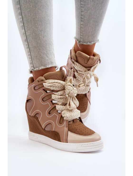 Women's Wedge Sneakers Beige Leoppa