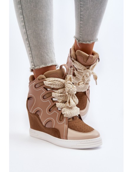 Women's Wedge Sneakers Beige Leoppa