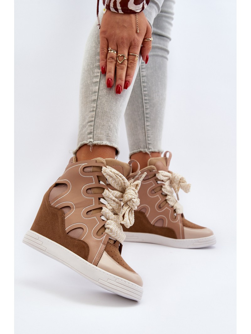 Women's Wedge Sneakers Beige Leoppa