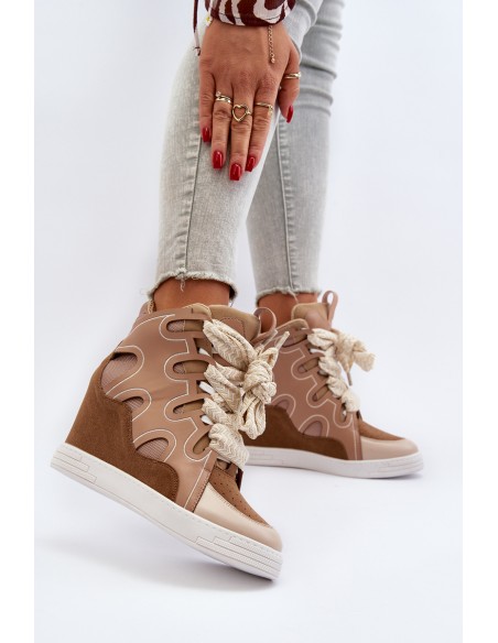 Women's Wedge Sneakers Beige Leoppa