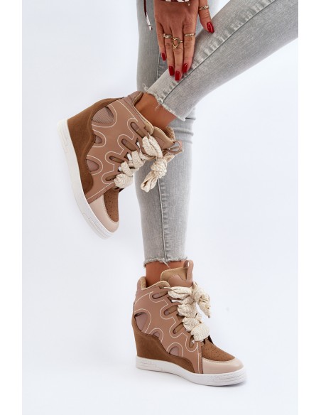 Women's Wedge Sneakers Beige Leoppa