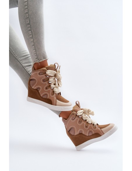 Women's Wedge Sneakers Beige Leoppa
