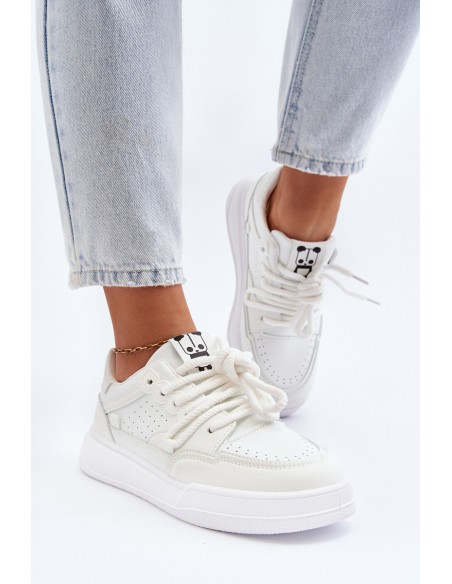 Women's White Faux Leather Sneakers Avanalis