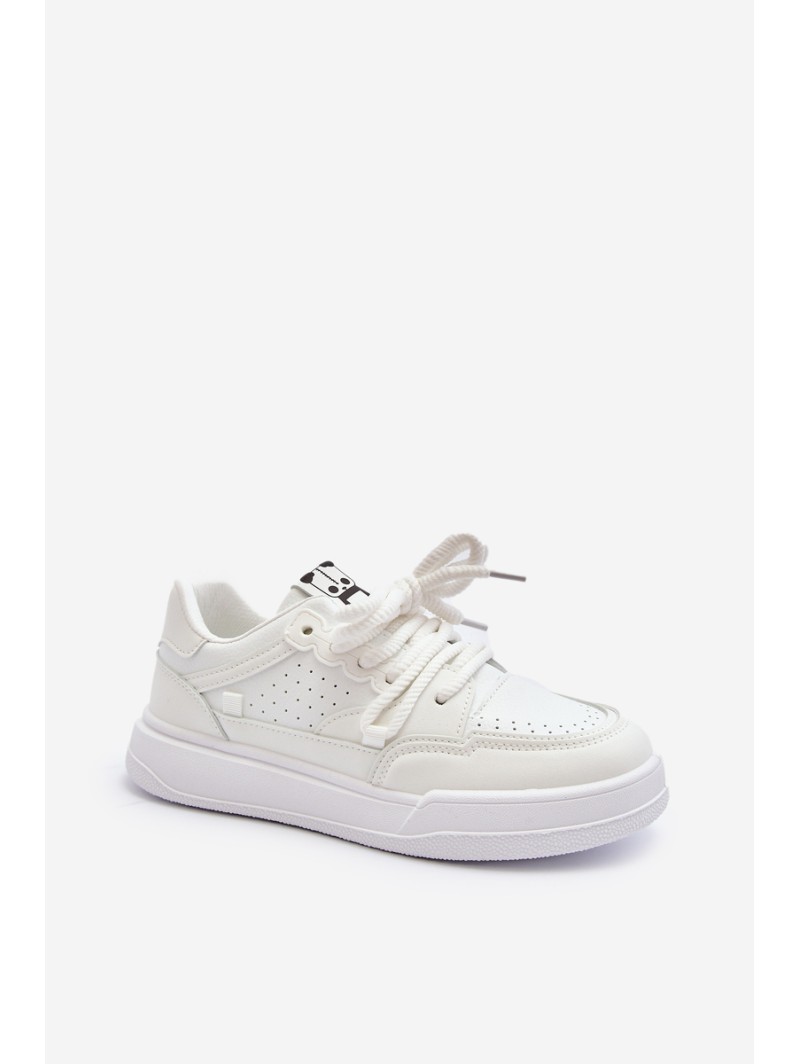 Women's White Faux Leather Sneakers Avanalis