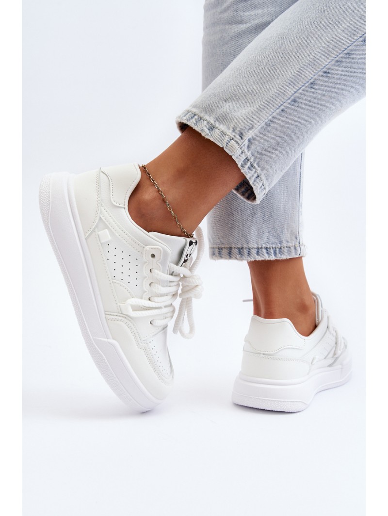 Women's White Faux Leather Sneakers Avanalis