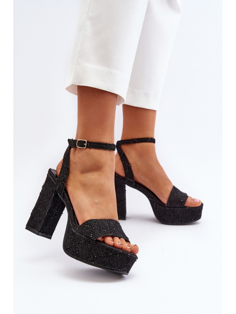 Black Jeans Sandals with Heel Acrana