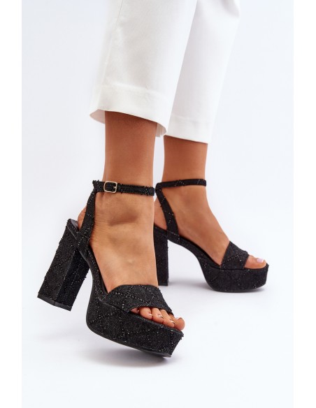 Black Jeans Sandals with Heel Acrana