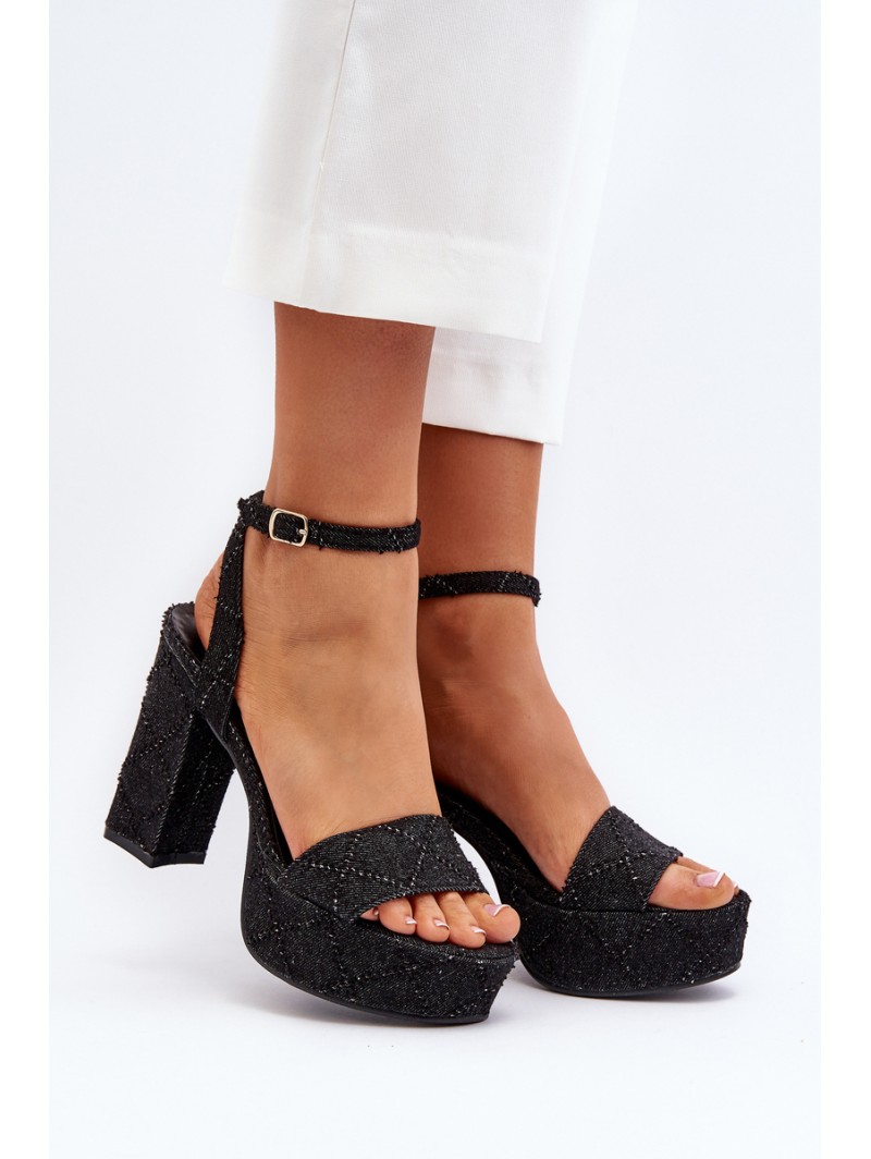 Black Jeans Sandals with Heel Acrana