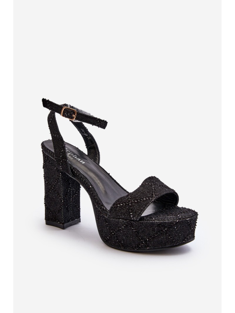 Black Jeans Sandals with Heel Acrana
