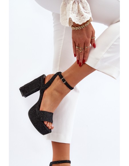 Black Jeans Sandals with Heel Acrana