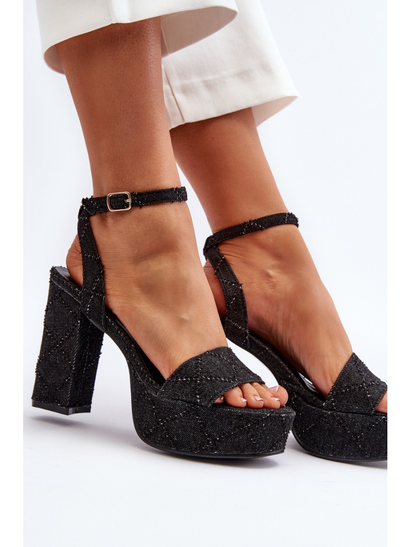 Black Jeans Sandals with Heel Acrana