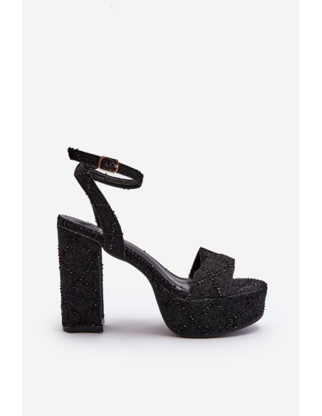 Black Jeans Sandals with Heel Acrana