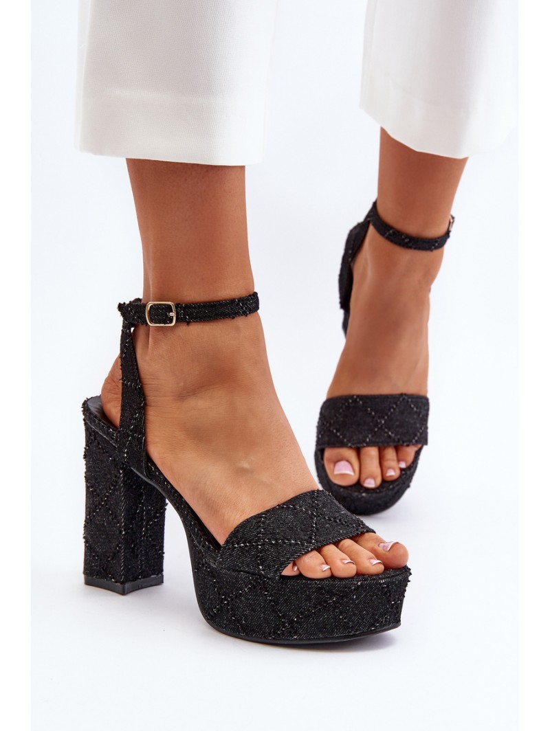 Black Jeans Sandals with Heel Acrana