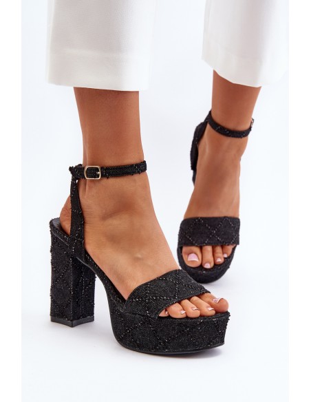 Black Jeans Sandals with Heel Acrana