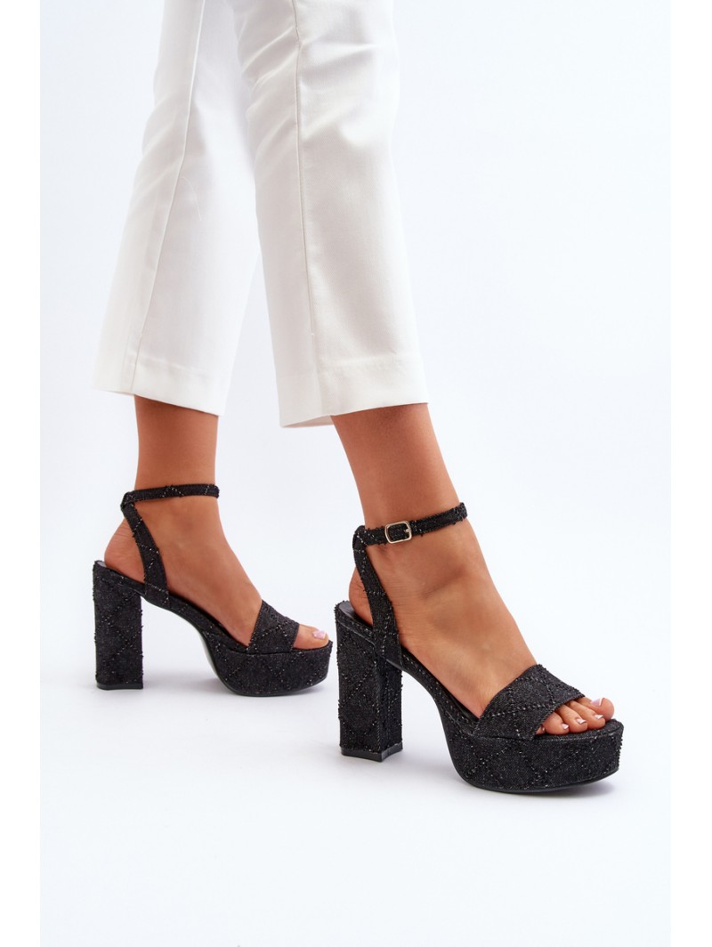 Black Jeans Sandals with Heel Acrana