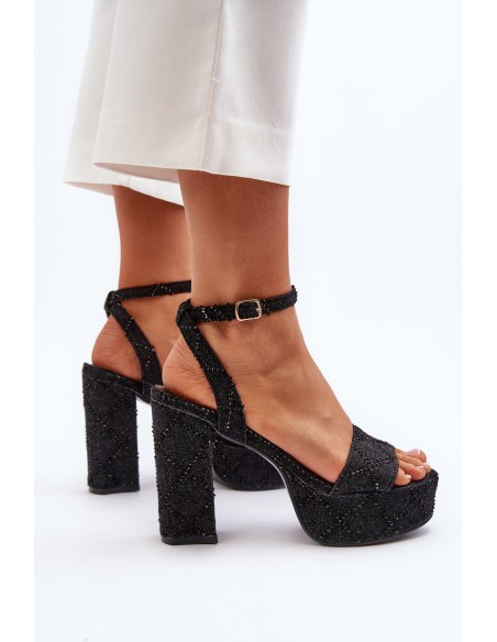 Black Jeans Sandals with Heel Acrana
