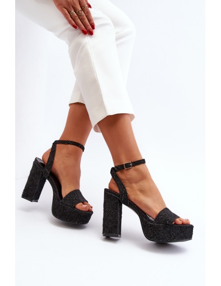 Black Jeans Sandals with Heel Acrana