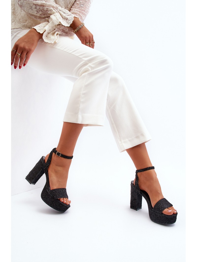 Black Jeans Sandals with Heel Acrana