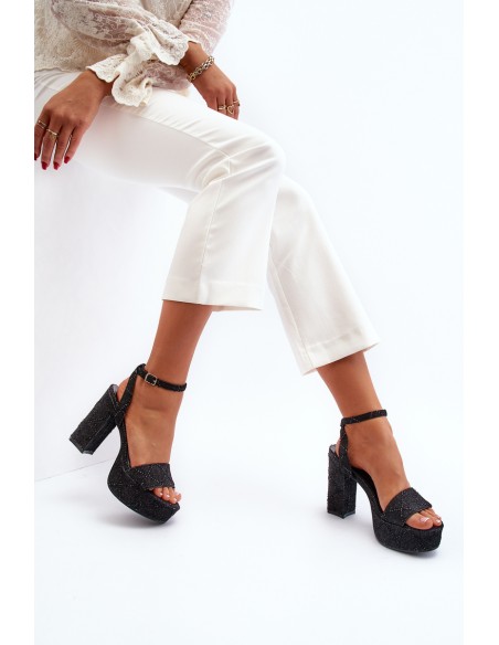 Black Jeans Sandals with Heel Acrana
