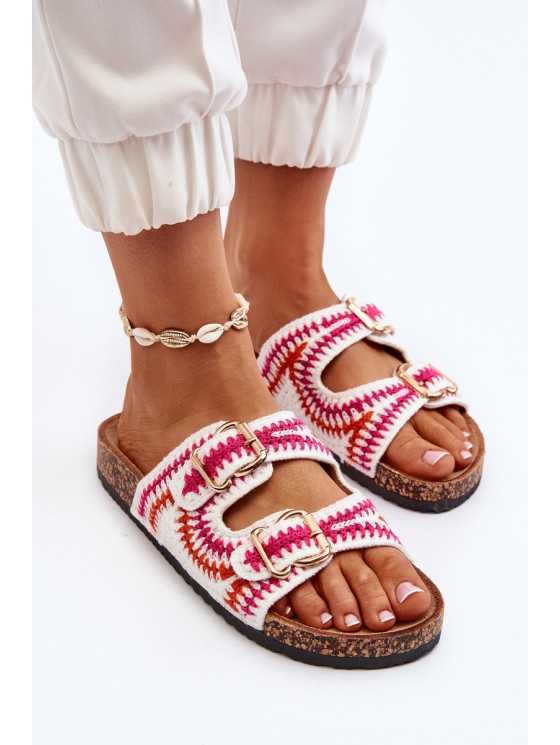 Women's White Slide Sandals with Cork Sole Fannea
